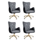 Fixed Arm Leather Office Chair High Back Upholstered Desk Chair with Steel Base Black 4 Piece Set Casters Included Clearhalo 'furn' 'furn_office_chair' 'Furniture' 'Office Chairs' 'Office Furniture' 'office_chair' 5692168