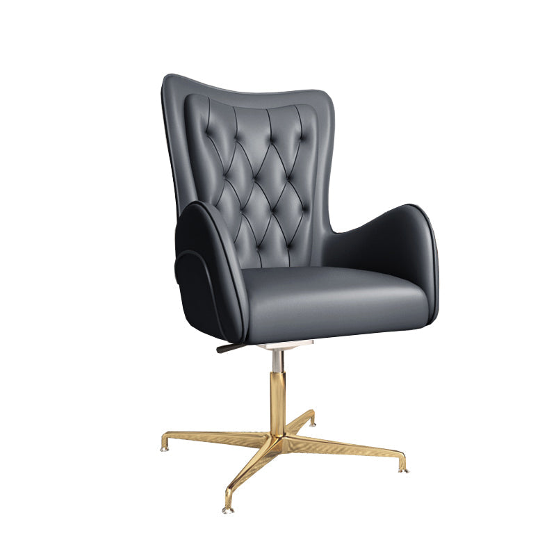 Fixed Arm Leather Office Chair High Back Upholstered Desk Chair with Steel Base Black 1 Piece Casters Not Included Clearhalo 'furn' 'furn_office_chair' 'Furniture' 'Office Chairs' 'Office Furniture' 'office_chair' 5692178