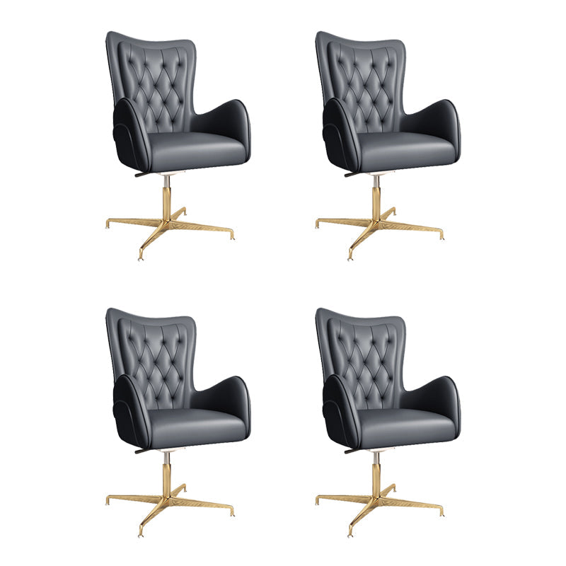 Fixed Arm Leather Office Chair High Back Upholstered Desk Chair with Steel Base Black 4 Piece Set Casters Not Included Clearhalo 'furn' 'furn_office_chair' 'Furniture' 'Office Chairs' 'Office Furniture' 'office_chair' 5692180