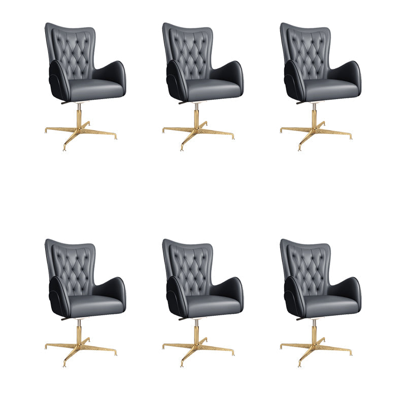 Fixed Arm Leather Office Chair High Back Upholstered Desk Chair with Steel Base Black 6 Piece Set Casters Not Included Clearhalo 'furn' 'furn_office_chair' 'Furniture' 'Office Chairs' 'Office Furniture' 'office_chair' 5692181