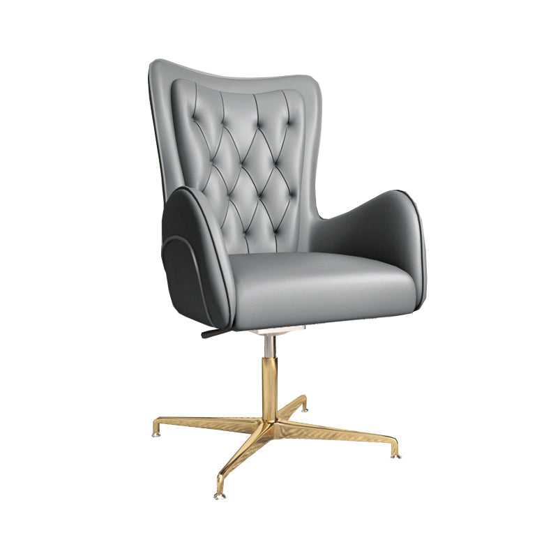 Fixed Arm Leather Office Chair High Back Upholstered Desk Chair with Steel Base Dark Gray 1 Piece Casters Not Included Clearhalo 'furn' 'furn_office_chair' 'Furniture' 'Office Chairs' 'Office Furniture' 'office_chair' 5692183