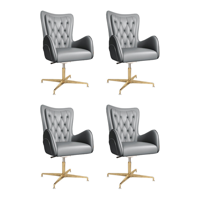 Fixed Arm Leather Office Chair High Back Upholstered Desk Chair with Steel Base Dark Gray 4 Piece Set Casters Not Included Clearhalo 'furn' 'furn_office_chair' 'Furniture' 'Office Chairs' 'Office Furniture' 'office_chair' 5692185