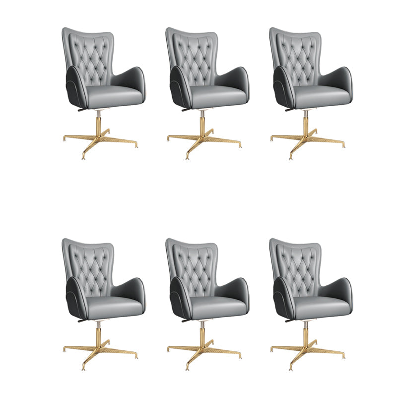 Fixed Arm Leather Office Chair High Back Upholstered Desk Chair with Steel Base Dark Gray 6 Piece Set Casters Not Included Clearhalo 'furn' 'furn_office_chair' 'Furniture' 'Office Chairs' 'Office Furniture' 'office_chair' 5692186