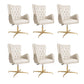 Fixed Arm Leather Office Chair High Back Upholstered Desk Chair with Steel Base Off-White 6 Piece Set Casters Not Included Clearhalo 'furn' 'furn_office_chair' 'Furniture' 'Office Chairs' 'Office Furniture' 'office_chair' 5692191