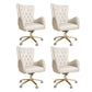 Fixed Arm Leather Office Chair High Back Upholstered Desk Chair with Steel Base Off-White 4 Piece Set Casters Included Clearhalo 'furn' 'furn_office_chair' 'Furniture' 'Office Chairs' 'Office Furniture' 'office_chair' 5692205
