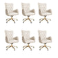 Fixed Arm Leather Office Chair High Back Upholstered Desk Chair with Steel Base Off-White 6 Piece Set Casters Included Clearhalo 'furn' 'furn_office_chair' 'Furniture' 'Office Chairs' 'Office Furniture' 'office_chair' 5692206