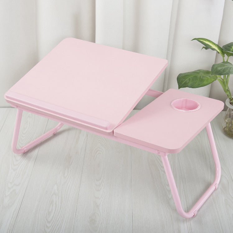 Rectangular Writing Desk Artificial Wood Top Folding Office Desk with Metal Legs Pink Clearhalo 'furn' 'furn_office_desk' 'Furniture' 'Office Desks' 'Office Furniture' 'office_desk' 5692293