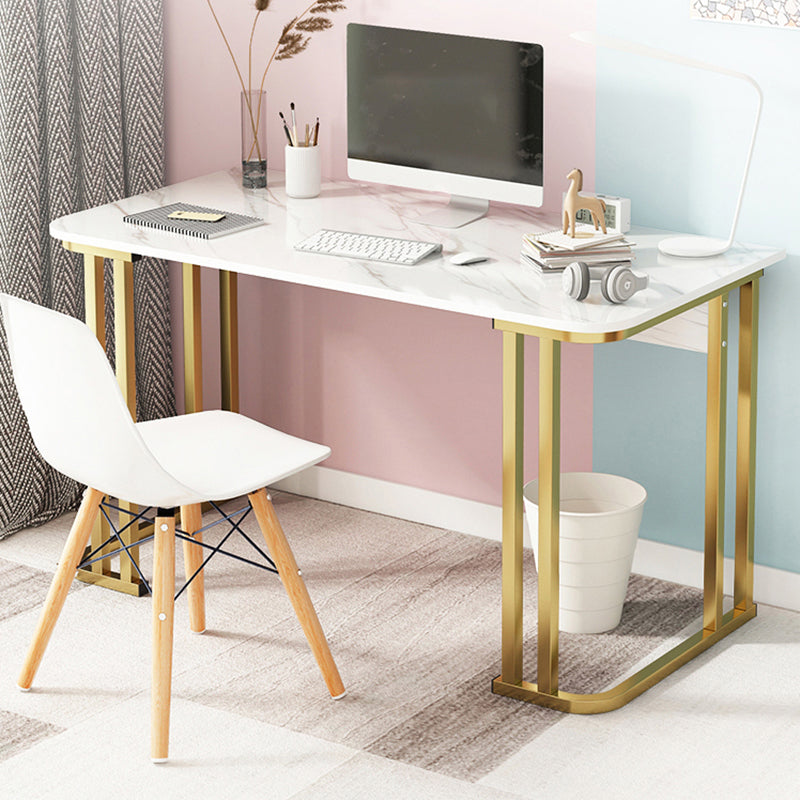 28.3 Inch Height Writing Desk Rectangular Glam Wooden Office Desk Clearhalo 'furn' 'furn_office_desk' 'Furniture' 'Office Desks' 'Office Furniture' 'office_desk' 5692306