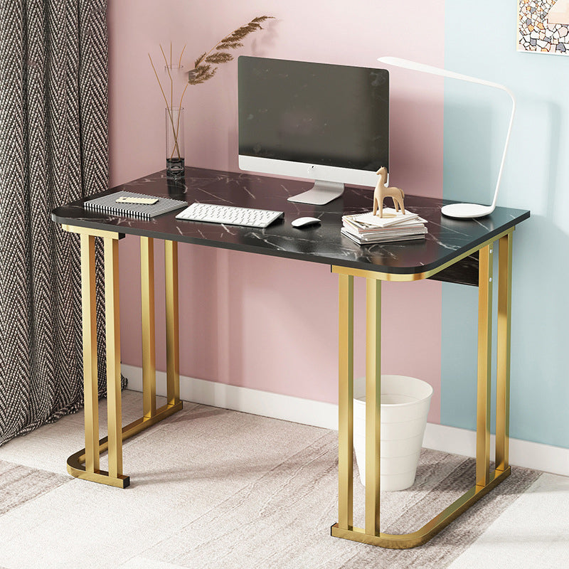 28.3 Inch Height Writing Desk Rectangular Glam Wooden Office Desk 39"L x 18"W x 28"H Black Clearhalo 'furn' 'furn_office_desk' 'Furniture' 'Office Desks' 'Office Furniture' 'office_desk' 5692307