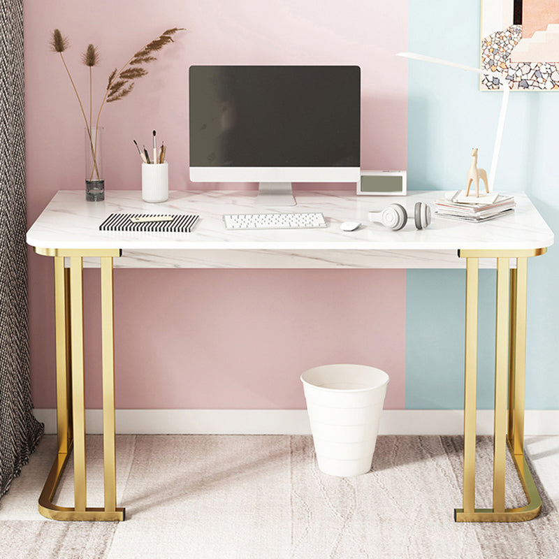 28.3 Inch Height Writing Desk Rectangular Glam Wooden Office Desk Clearhalo 'furn' 'furn_office_desk' 'Furniture' 'Office Desks' 'Office Furniture' 'office_desk' 5692308