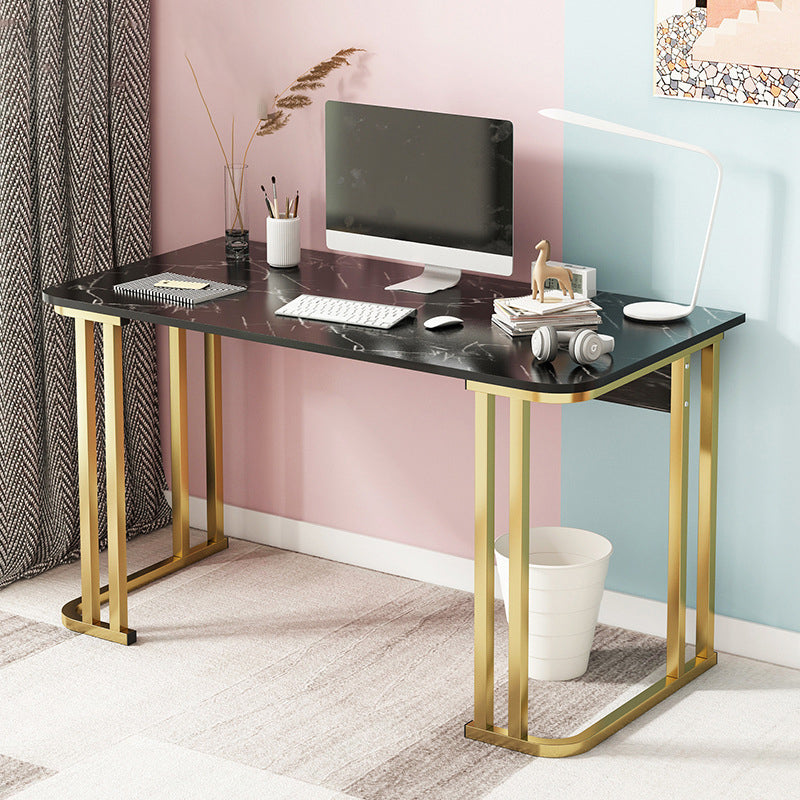 28.3 Inch Height Writing Desk Rectangular Glam Wooden Office Desk 47"L x 18"W x 28"H Black Clearhalo 'furn' 'furn_office_desk' 'Furniture' 'Office Desks' 'Office Furniture' 'office_desk' 5692311