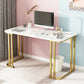 28.3 Inch Height Writing Desk Rectangular Glam Wooden Office Desk 47"L x 18"W x 28"H Marble Clearhalo 'furn' 'furn_office_desk' 'Furniture' 'Office Desks' 'Office Furniture' 'office_desk' 5692313