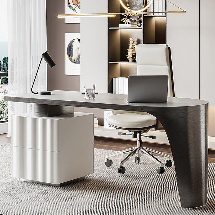 Glam Office Desk Peninsula Schreibtisch mit Chrommetallbasis