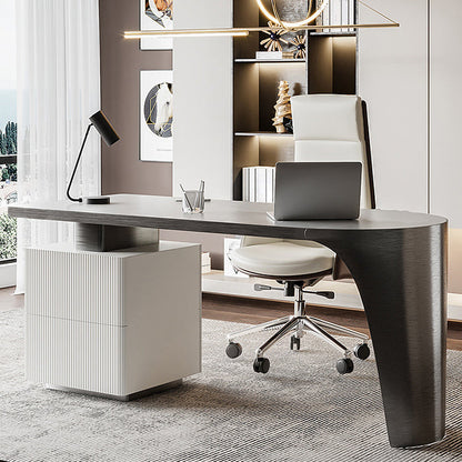 Glam Office Desk Peninsula Schreibtisch mit Chrommetallbasis