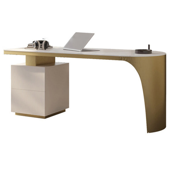 Glam Office Desk Peninsula Schreibtisch mit Chrommetallbasis