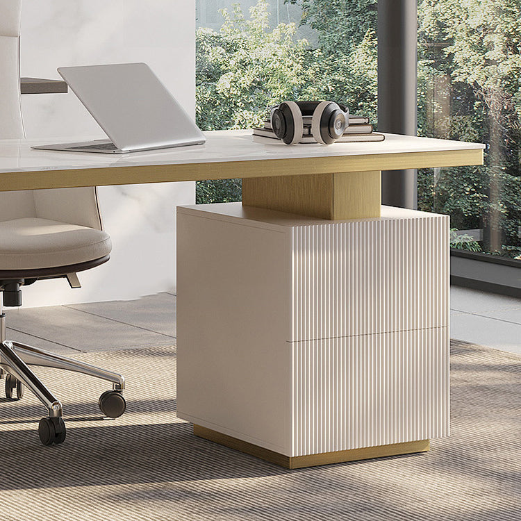 Glam Office Desk Peninsula Schreibtisch mit Chrommetallbasis