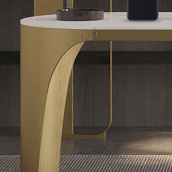 Glam Office Desk Peninsula Schreibtisch mit Chrommetallbasis