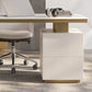 Glam Office Desk Peninsula Schreibtisch mit Chrommetallbasis