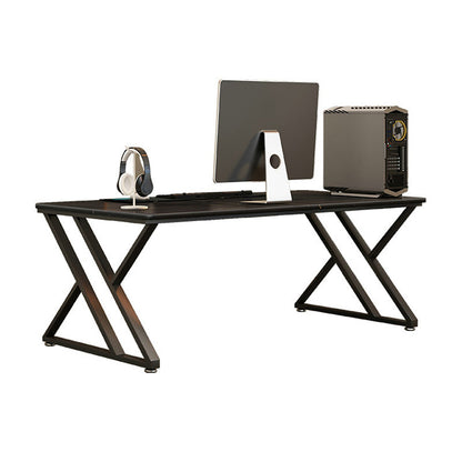 Bureau d'écriture rectangulaire noir, bureau de chambre à coucher avec pieds en métal