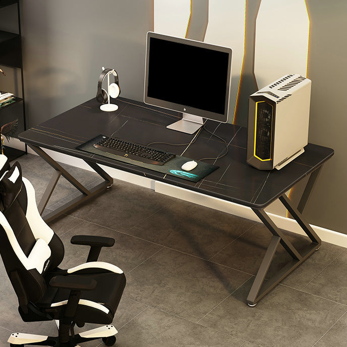 Bureau d'écriture rectangulaire noir, bureau de chambre à coucher avec pieds en métal