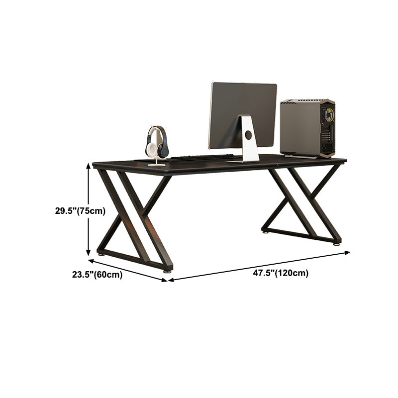 Bureau d'écriture rectangulaire noir, bureau de chambre à coucher avec pieds en métal