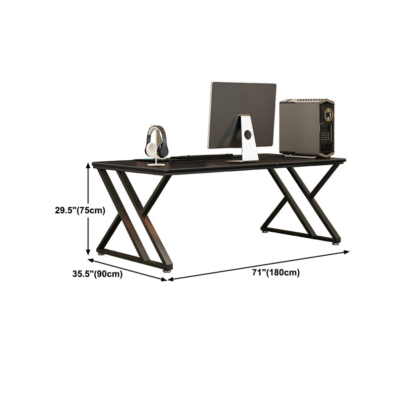 Bureau d'écriture rectangulaire noir, bureau de chambre à coucher avec pieds en métal