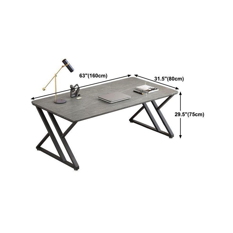 Escritorio de oficina contemporáneo escritorio de escritura gris rectangular con patas de metal