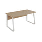 Scrivania rettangolare da ufficio in legno e scrivania in metallo, naturale