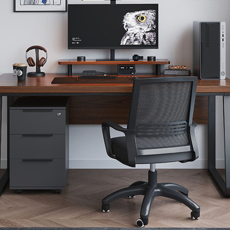 Scrivania rettangolare da ufficio in legno e scrivania in metallo, naturale