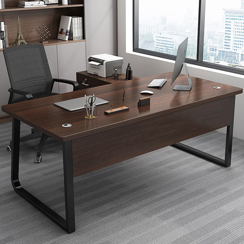 Rectangular Office Desk Wooden and Metal Writing Desk, Natural Clearhalo 'furn' 'furn_office_desk' 'Furniture' 'Office Desks' 'Office Furniture' 'office_desk' 5692451