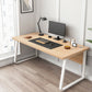 Scrivania rettangolare da ufficio in legno e scrivania in metallo, naturale