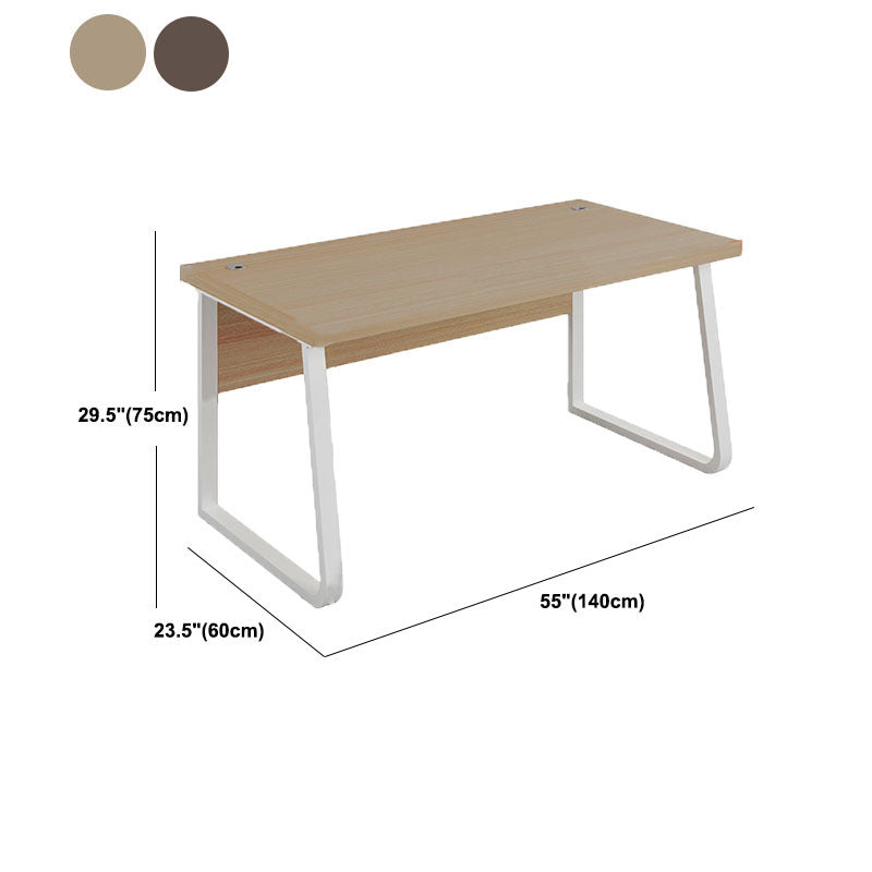 Rectangular Office Desk Wooden and Metal Writing Desk, Natural Clearhalo 'furn' 'furn_office_desk' 'Furniture' 'Office Desks' 'Office Furniture' 'office_desk' 5692461