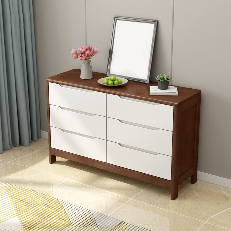 16" W Solid Wood Storage Chest Dresser Modern Storage Chest with Drawers 47.6"L x 15.7"W x 29.5"H Walnut White Clearhalo 'Bedroom Furniture' 'Dressers & Chests' 'dressers_chests' 'furn' 'furn_dressers_chests' 'Furniture' 5692464