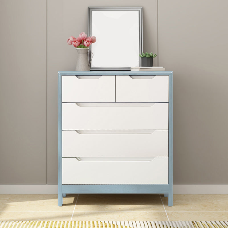 16" W Solid Wood Storage Chest Dresser Modern Storage Chest with Drawers 31.5"L x 15.7"W x 37.2"H White-Blue Clearhalo 'Bedroom Furniture' 'Dressers & Chests' 'dressers_chests' 'furn' 'furn_dressers_chests' 'Furniture' 5692482