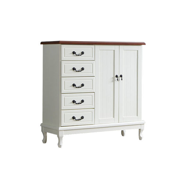 16 "W Massivholz Combo -Kommode Horizontale Aufbewahrungstruhe mit Schubladen und Türen