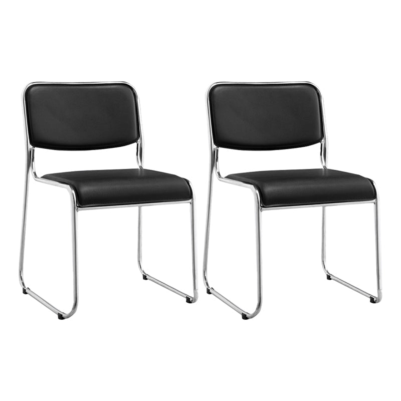 Moderne armlose gepolsterte Bürostuhl Schwarz Leather Management Conference Stuhl
