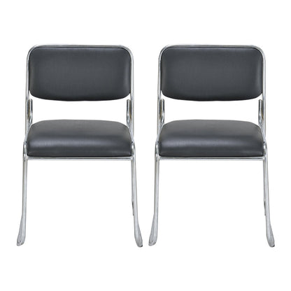 Moderne armlose gepolsterte Bürostuhl Schwarz Leather Management Conference Stuhl