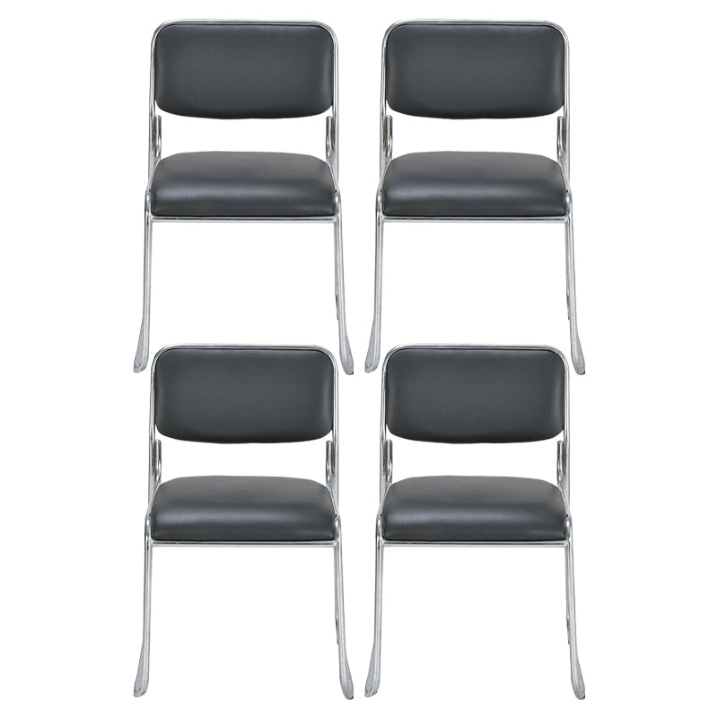 Moderne armlose gepolsterte Bürostuhl Schwarz Leather Management Conference Stuhl