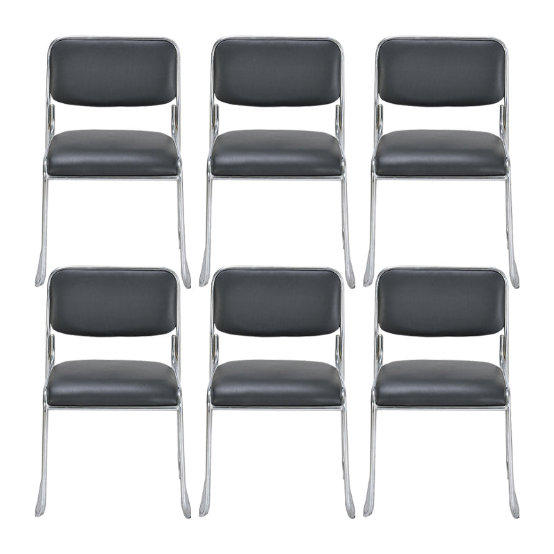 Moderne armlose gepolsterte Bürostuhl Schwarz Leather Management Conference Stuhl