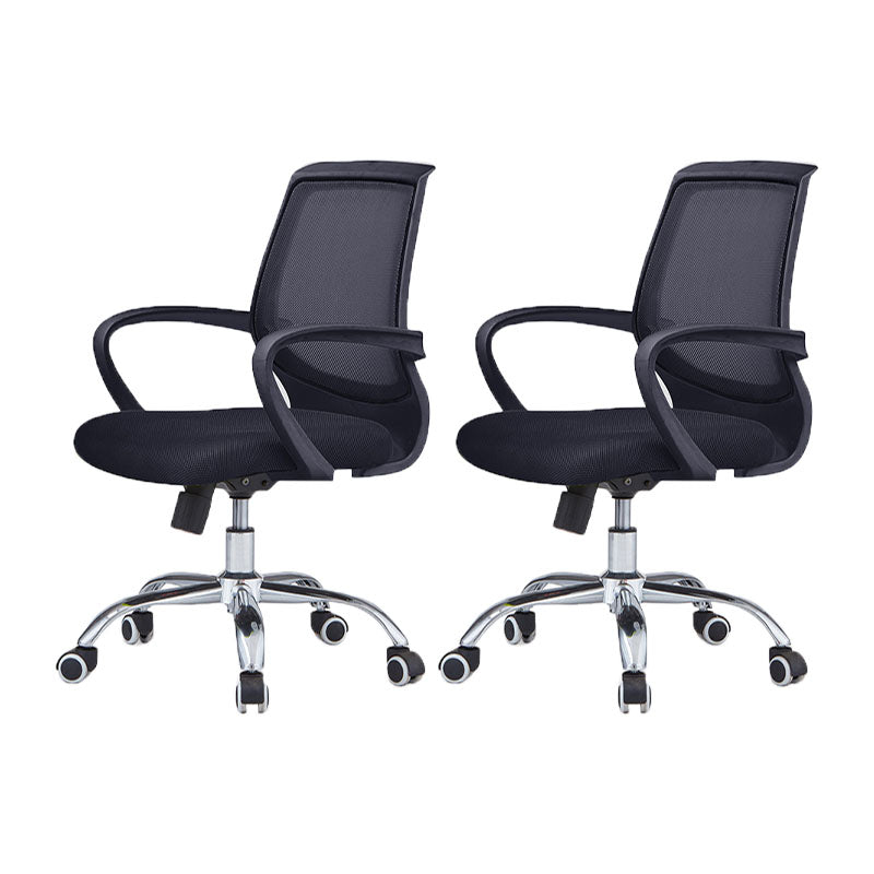 Modern Steel Conference Chair Adjustable Fixed Arms Office Chair Black 2 Piece Set Clearhalo 'furn' 'furn_office_chair' 'Furniture' 'Office Chairs' 'Office Furniture' 'office_chair' 5692798