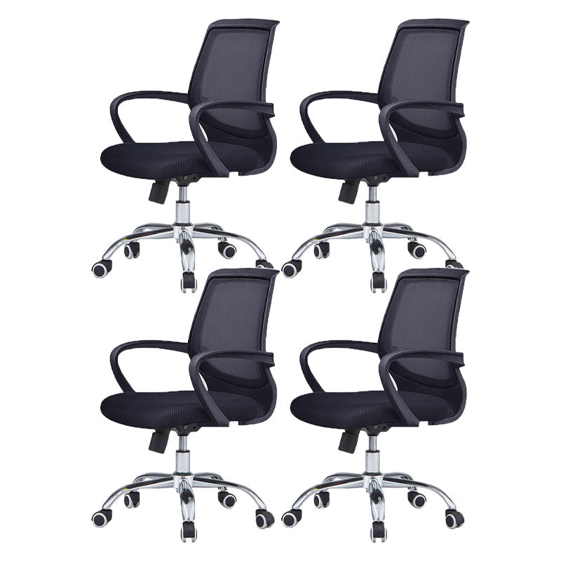 Modern Steel Conference Chair Adjustable Fixed Arms Office Chair Black 4 Piece Set Clearhalo 'furn' 'furn_office_chair' 'Furniture' 'Office Chairs' 'Office Furniture' 'office_chair' 5692800