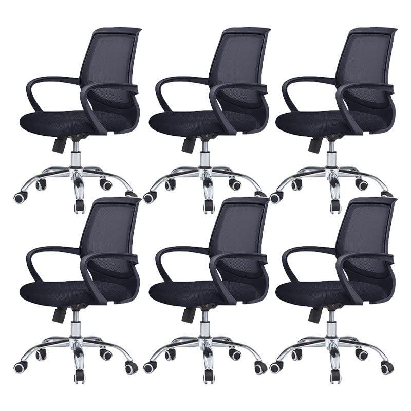 Modern Steel Conference Chair Adjustable Fixed Arms Office Chair Black 6 Piece Set Clearhalo 'furn' 'furn_office_chair' 'Furniture' 'Office Chairs' 'Office Furniture' 'office_chair' 5692802