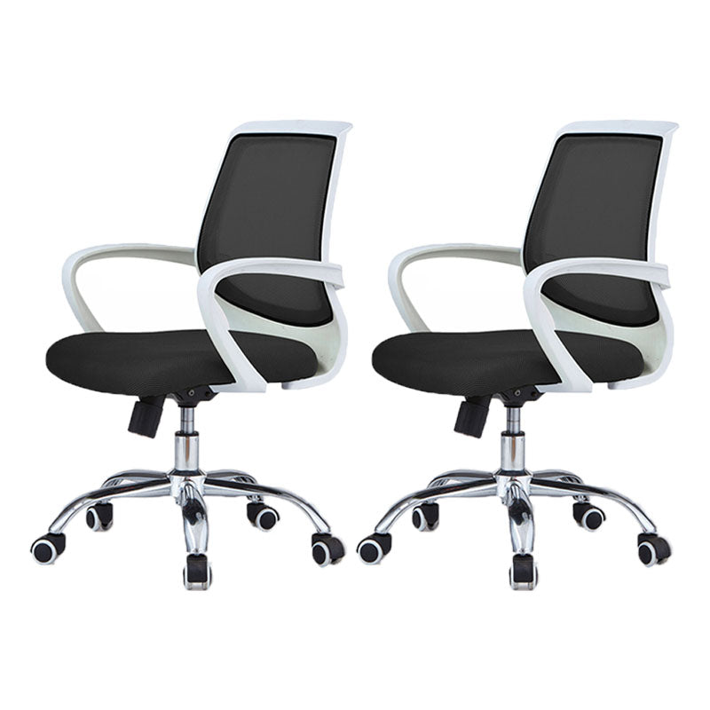 Modern Steel Conference Chair Adjustable Fixed Arms Office Chair Matte Black 2 Piece Set Clearhalo 'furn' 'furn_office_chair' 'Furniture' 'Office Chairs' 'Office Furniture' 'office_chair' 5692807