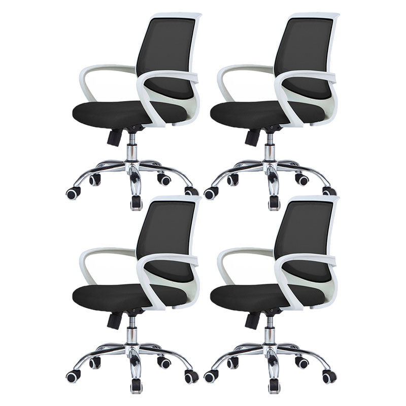 Modern Steel Conference Chair Adjustable Fixed Arms Office Chair Matte Black 4 Piece Set Clearhalo 'furn' 'furn_office_chair' 'Furniture' 'Office Chairs' 'Office Furniture' 'office_chair' 5692809