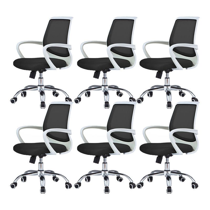 Modern Steel Conference Chair Adjustable Fixed Arms Office Chair Matte Black 6 Piece Set Clearhalo 'furn' 'furn_office_chair' 'Furniture' 'Office Chairs' 'Office Furniture' 'office_chair' 5692812