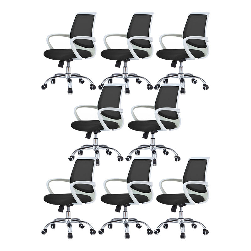 Modern Steel Conference Chair Adjustable Fixed Arms Office Chair Matte Black 8 Piece Set Clearhalo 'furn' 'furn_office_chair' 'Furniture' 'Office Chairs' 'Office Furniture' 'office_chair' 5692813