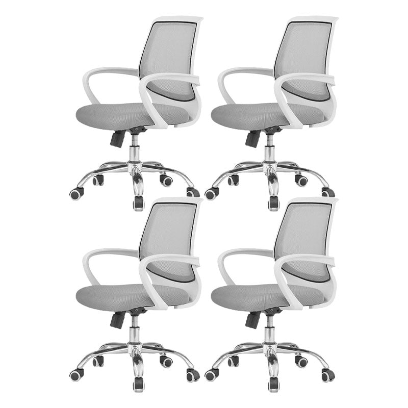 Modern Steel Conference Chair Adjustable Fixed Arms Office Chair Grey 4 Piece Set Clearhalo 'furn' 'furn_office_chair' 'Furniture' 'Office Chairs' 'Office Furniture' 'office_chair' 5692817
