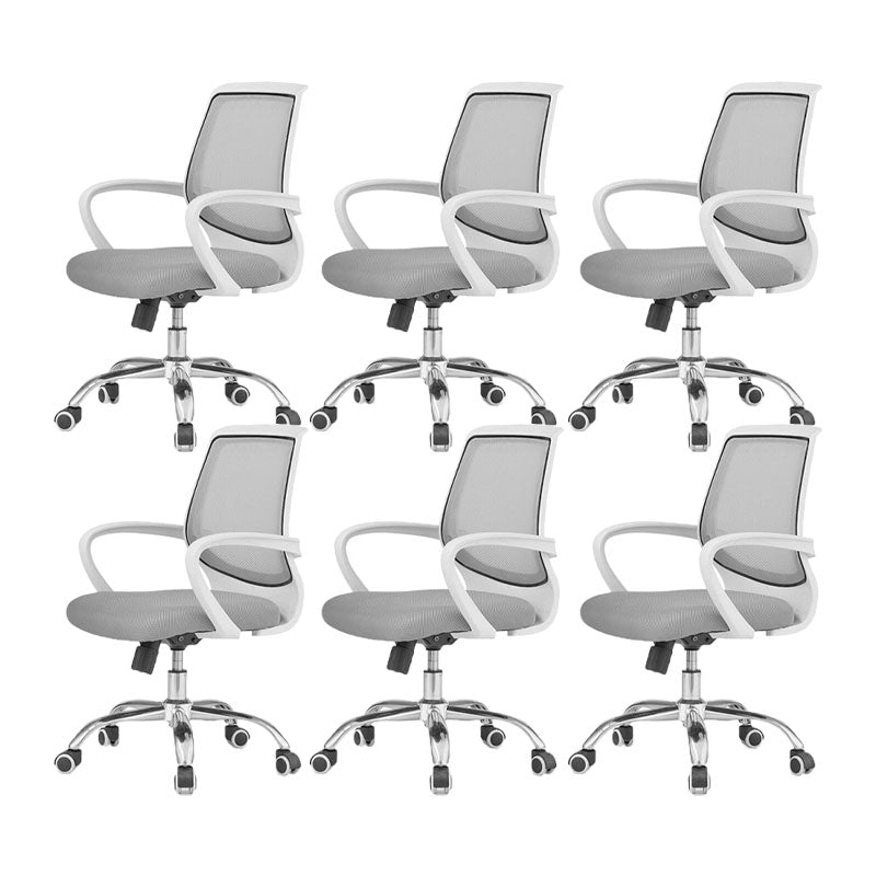 Modern Steel Conference Chair Adjustable Fixed Arms Office Chair Grey 6 Piece Set Clearhalo 'furn' 'furn_office_chair' 'Furniture' 'Office Chairs' 'Office Furniture' 'office_chair' 5692818