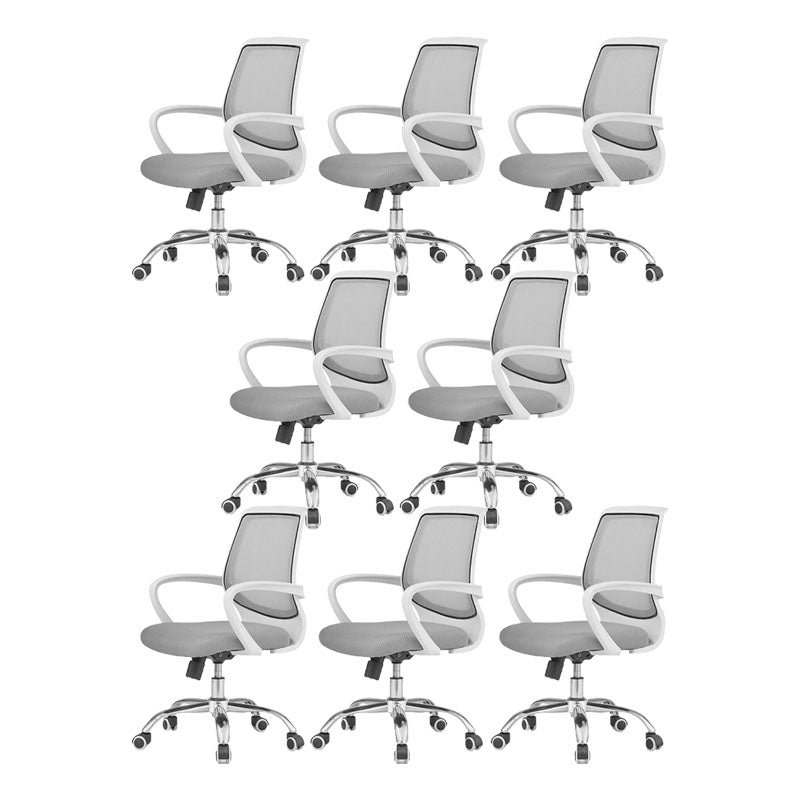 Modern Steel Conference Chair Adjustable Fixed Arms Office Chair Grey 8 Piece Set Clearhalo 'furn' 'furn_office_chair' 'Furniture' 'Office Chairs' 'Office Furniture' 'office_chair' 5692819