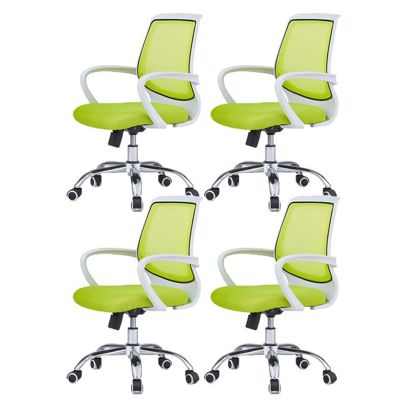 Modern Steel Conference Chair Adjustable Fixed Arms Office Chair Green 4 Piece Set Clearhalo 'furn' 'furn_office_chair' 'Furniture' 'Office Chairs' 'Office Furniture' 'office_chair' 5692822